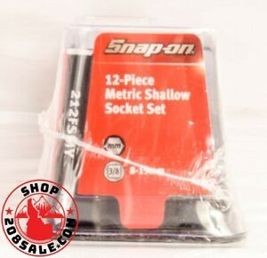 Snap On 3/8&#034; Drive 12 Piece Metric Shallow Socket Set- 212FSMY (SLB027478)