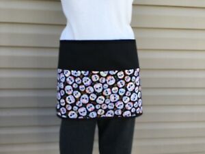 Black Sugar Skulls server waitress waist Half apron 3 pockets restaurant Cute
