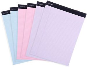 Mintra Office Legal Pads - BASIC PASTEL 6pk, 8.5in x 11in, NARROW RULED - 50 per