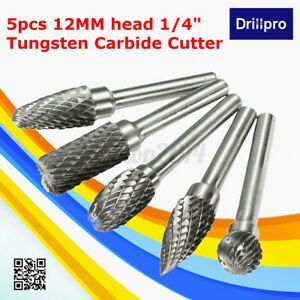 5x 12MM Head Tungsten Carbide Rotary Point Burr Die Grinder 6mm Shank Cutter
