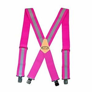 Reflective Safety Suspenders|Work Suspenders with Hi Viz Pink Relective