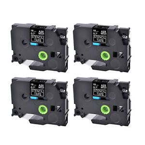 4PK Stencil Label Tape Compatible with STE-141 ST-141 for Brother PT7500 0.7&#034;