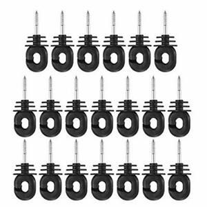20Pcs Black Electric Fence Insulator Screw-in Insulator Fence Ring Post Wood