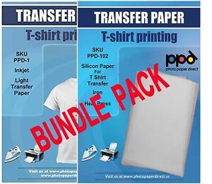 PPD Inkjet Bundle Iron-On Light Color T Shirt Transfers Paper LTR 8.5x11&#034; pac...