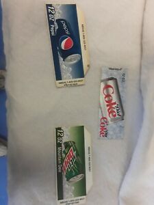 3 DIXIE NARCO 501 &amp; 276 SODA VENDING MACHINE labels &#034;12 oz cans