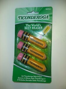 9   TICONDEROGA HUGE Erasers Pencil Shaped Yellow 38936 38953 SCHOOL TEACHER