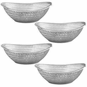 Large Plastic Bread Baskets - 4 Pack Reusable 12” Oval Large, 4 Pack Silver