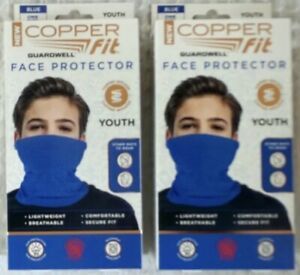 2 Copper Fit Guardwell Face Protector Mask YOUTH Blue Brand New Lot of TWO