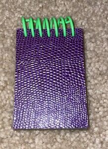 Mini Notepad, Purple w/ Lime Green Binding w/ Black Pages - Perfect for Gel Pens