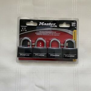 Master Lock Padlock 4-Pack, Same Key Opens All Locks, Scratch Resistant New