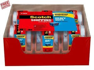 Scotch Heavy Duty Shipping Packaging Tape Dispensers 6 Pack,Clear - FREESHIPPING