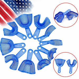 1-10Pairs Plastic Steel Dental Impression Perforated Trays Disposable 5 Sizes