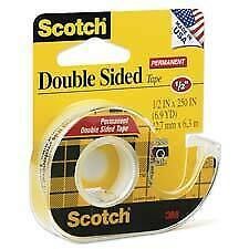 3M MMM137 Double-sided Tape- w-Dispenser- Permanent- .50in.x450in.- CL