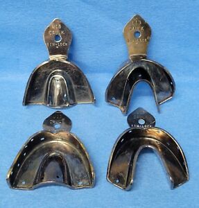 Set of 4 Dentsply Caulk Rim-Lock Metal Impression Trays, U13/L13 (two each).