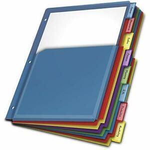 Cardinal Expanding Plastic Binder Dividers Flexible Front Pockets Expand 1/4&#034;...