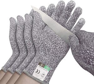 Cut Resistant Gloves 4 Pack - Safety Gloves Food Grade Cut Proof Gloves