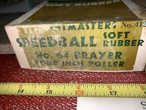 Vintage Printmasters No. 4126 Speedball Soft Rubber No. 64 Brayer 4&#034; Roller