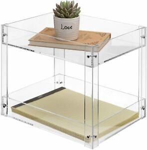 2-Tier Modern Style Clear Acrylic Home / Office Desktop Document Organizer Tray