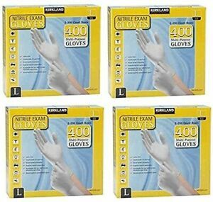 Kirkland Signature Nitrile Exam Gloves-Each pack 2x200=400 Count-Large (4 Pack)