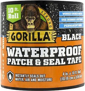 Gorilla Waterproof Patch &amp; Seal Tape 4&#034; x 10&#039; Black,4612502