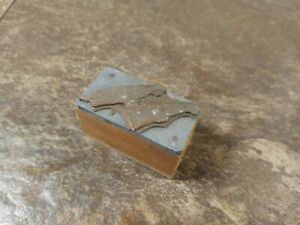 Old Metal &amp; Wood Printing Print Block Ink Stamp - Pequea Snelled Hooks - Fishing