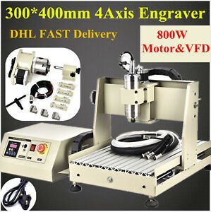 4 Axis 3040CNC Router Engraver Machine Metal Woodworking Engraving 800W 220V