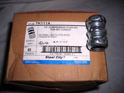 Compression coupling for 1/2&#034; emt conduit steel city quantity-50 for sale