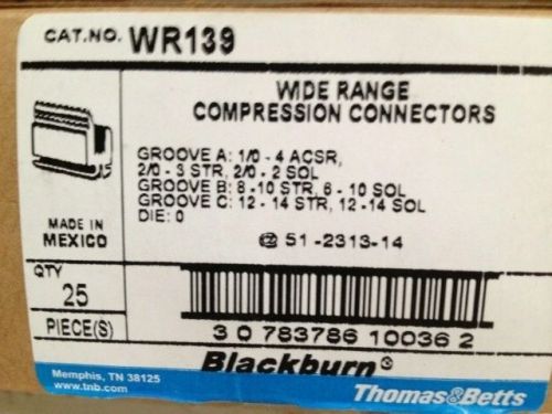 Lot of 25 Blackburn WR-139 H-tap compression connectors, New surplus, FREE SHIP!