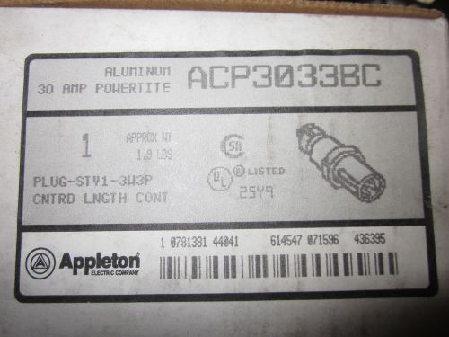 Appleton ACP3033BC pin &amp; sleeve male plug 30AMP 3P 3W  NEW IN BOX
