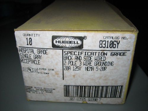 Hubbell 8310GY Hospital Grade Gray 20A Single Recep