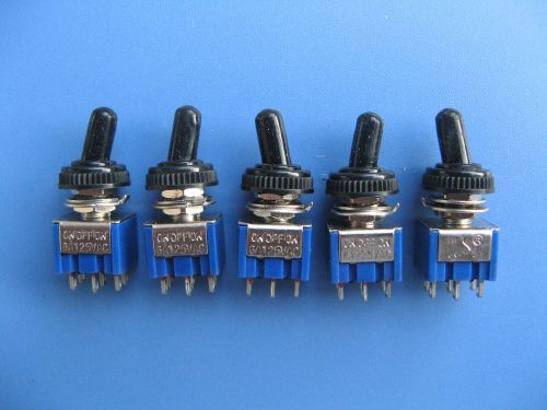 MTS203 5 Pcs AC 125V 6A Amps ON/OFF/ON 3 Position DPDT Toggle Switch waterproof