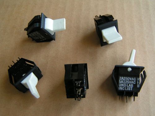 5 pcs Carling Mini Toggle Switch SPDT 13 x 15 mm 2/5A 125/250v NOS