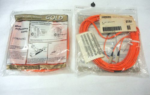 Lot of two, corning 2f zip scpc/stpc  fiber optic cable assembly 10m, bnib! for sale