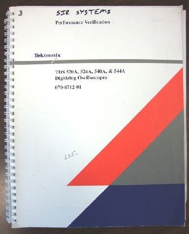 TEKTRONIX TDS 520A, 524A, 544A PERFORMANCE VERIFICATION