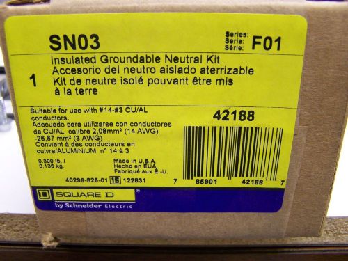 Square D SN03 Insulated Groundable Neutral Kit Series F01 NEW