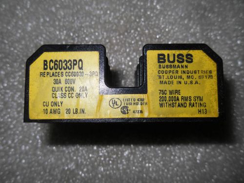 (Y5-4) 1 LOT OF 3 USED BUSSMANN BC6033PQ FUSE HOLDERS 30A 600V