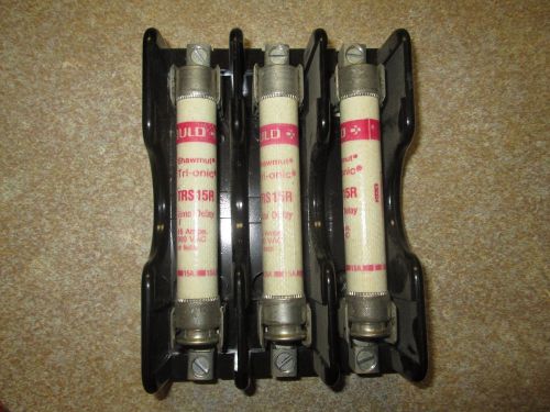 Marathon 600v/30a 3 pole class h fuse holder r6f30a3b with 3 gould trs 15r for sale