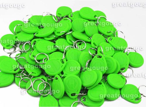 100pcs of green proximity 125khz rfid em 4100 token tag key keyfobs button for sale