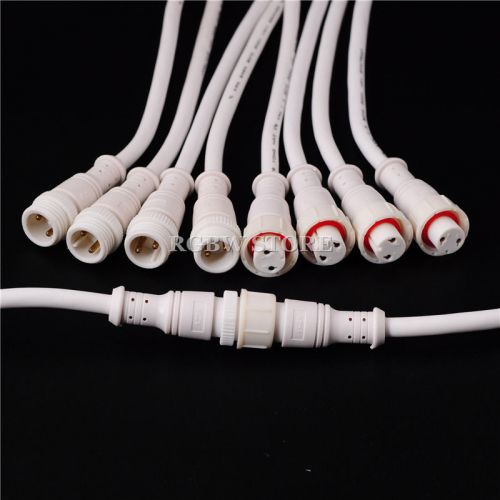 50 sets 2pin Waterproof connector led,White color,Engineering Plastics,PBT, IP6