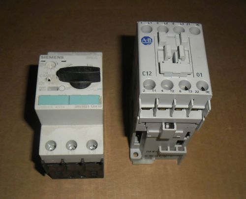 Siemens 3rv1021-1aa10 motor starter + allen bradley 100c12d*01 contactor for sale