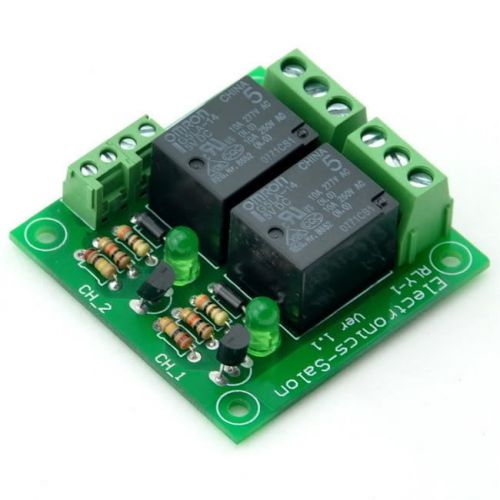 Two SPDT Power Relay Module, OMRON Relay, 5V Coil, 10A 277VAC / 30VDC.