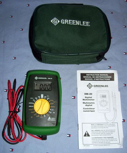 GREENLEE DM-20 Mini Digital Multimeter Carry Case Voltage Detect Circuit Tester