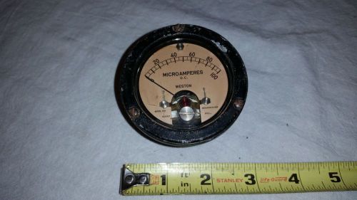 Vintage Weston Direct Current DC MicroAmperes 0 - 100 Panel Meter 1521 Steampunk