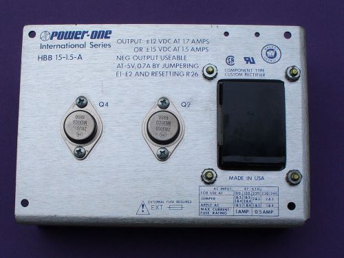 Power-One HBB 15-1.5-A Linear Supply +/- 15 VDC @ 1.5 Amp or +/- 12 VDC @ 1.7Amp