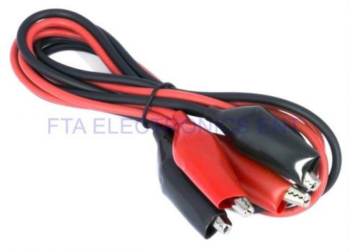 Pair of dual red &amp; black test leads with alligator clips jumper cable 16ga wire for sale