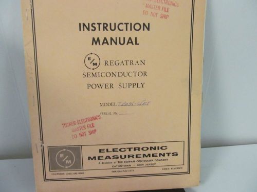 Electronic Measurements TRO36-0.5MT Semiconductor Power Supply Instr. Manual