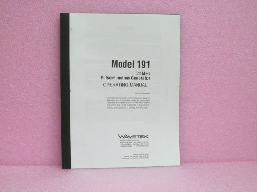 Wavetek manual 191 20 mhz pulse/function generator operating manual (rev. 8/91) for sale