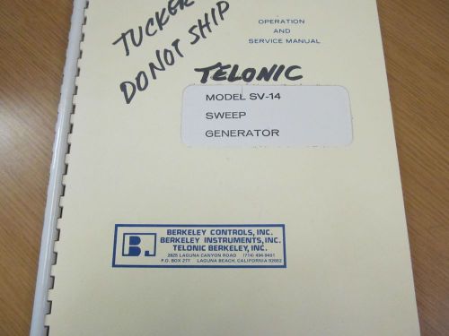 Telonic SV-14 Sweep Generator Operation and Service Manual w/ Schematics 46235