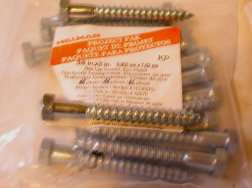 3/8&#034;  x 3 in. hex lag screws 16 each new zinc plater for sale