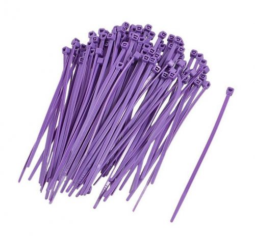 100 Pcs Self-locking Flexible Marker Label Cable Zip Ties Straps Purple